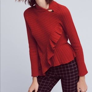 Anthropologie cascading ruffled pullover